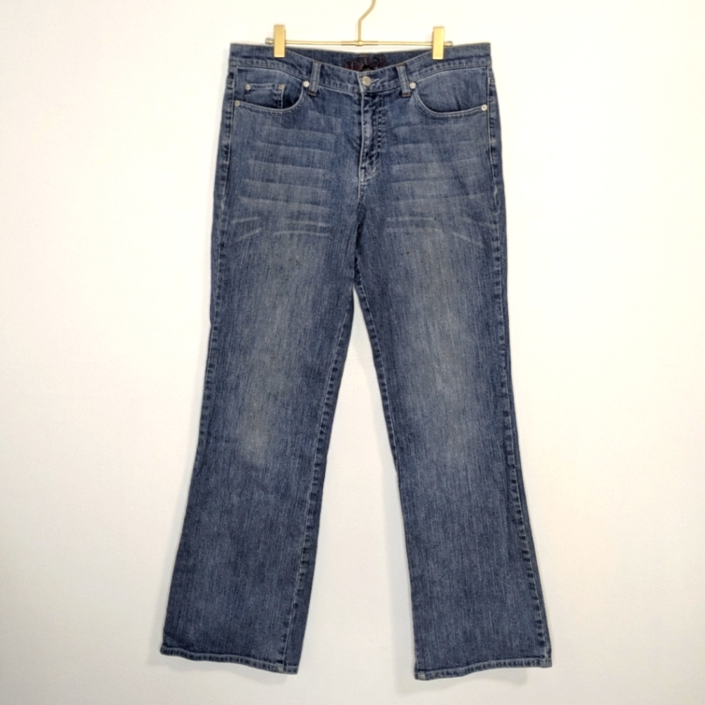 New‎ York & Company Size 12 Medium Wash Straight Leg Westside Denim Blue Jeans